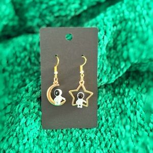 Gold and Silver Star and Moon Earrings